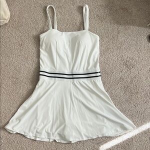 JoyLab White Mini athletic Dress with Black Stripes
